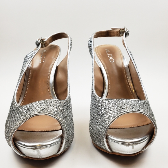 Aldo Silver Gray High Heels Sandals - Picture 9 of 11